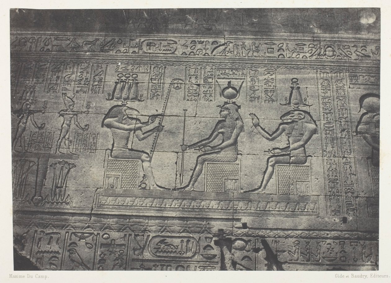 Grand Temple of Dendera (Teutyres), Sculptures of the Rear Facade; Upper Egypt, plate 19 from the album "Egypt, Nubia, Palestine and Syria" (1852) by Maxime Du Camp