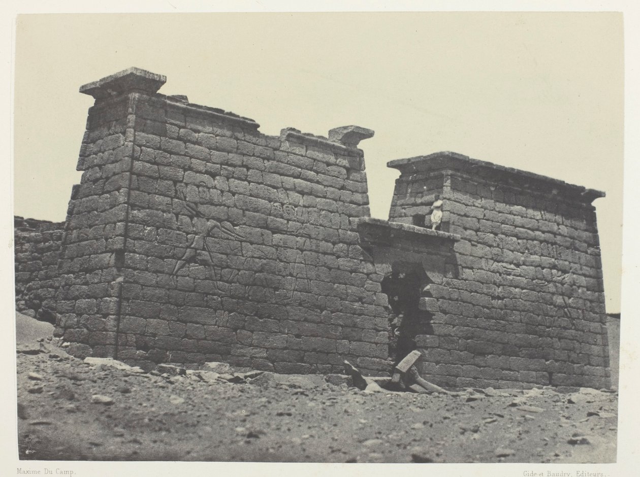 Hemi-Speos of Seboua, Pylons; Nubia, plate 98 from the album "Egypt, Nubia, Palestine and Syria" (1852) by Maxime Du Camp