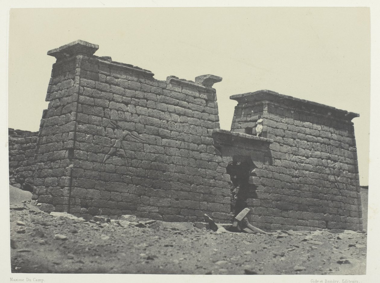 Hemi-Speos of Seboua, Pylons; Nubia, plate 98 from the album "Egypt, Nubia, Palestine and Syria" (1852) by Maxime Du Camp