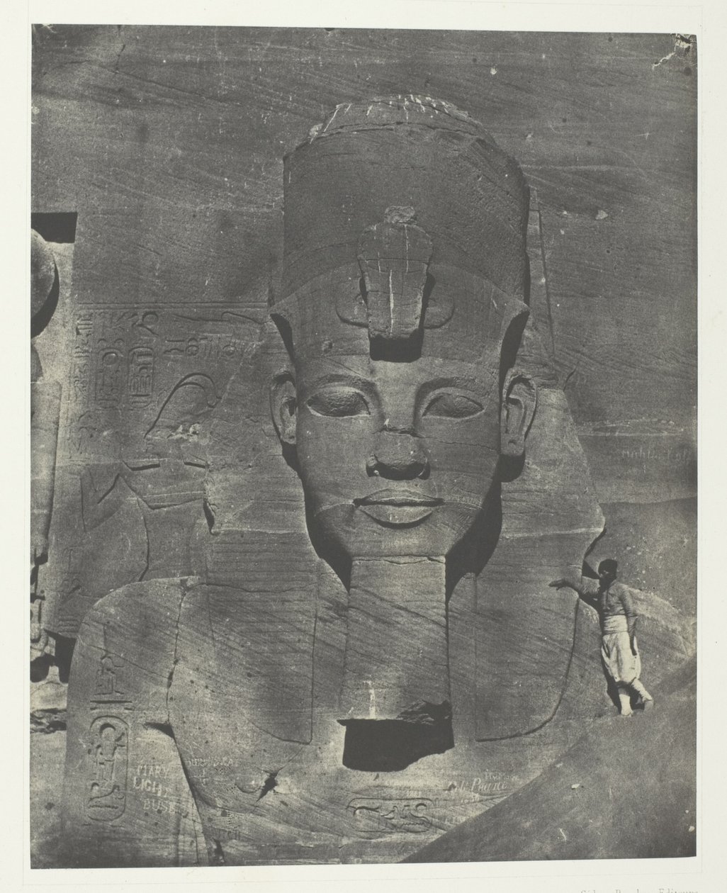 Ibsamboul, Medial Colossus (Buried) of the Speos of Phre Nubia, Palestine and Syria, plate 106 from the album "Egypt, Nubia, Palestine and Syria" (1852) by Maxime Du Camp