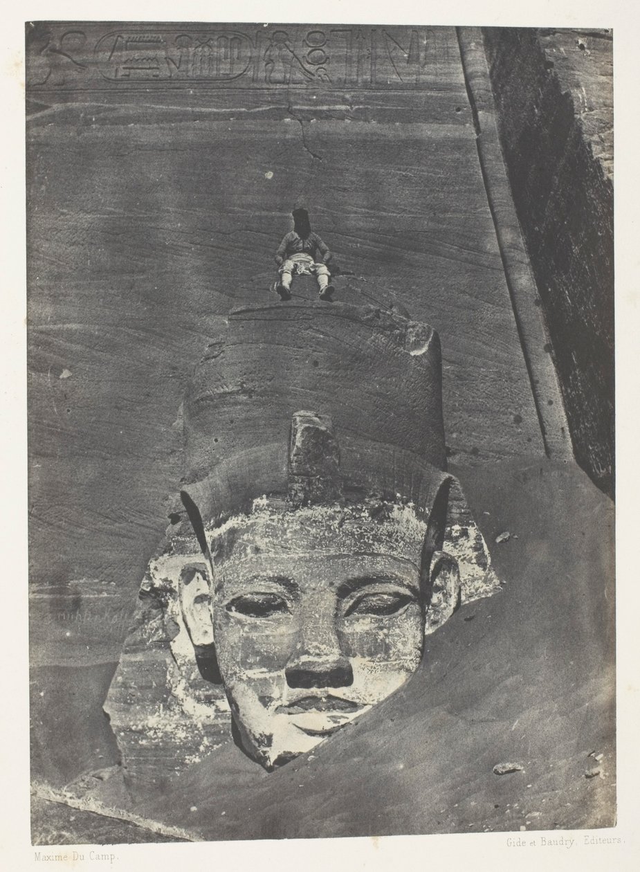 Ibsamboul, Western Colossus of the Speos of Phre; Nubia, plate 107 from the album "Egypt, Nubia, Palestine and Syria" (1852) by Maxime Du Camp