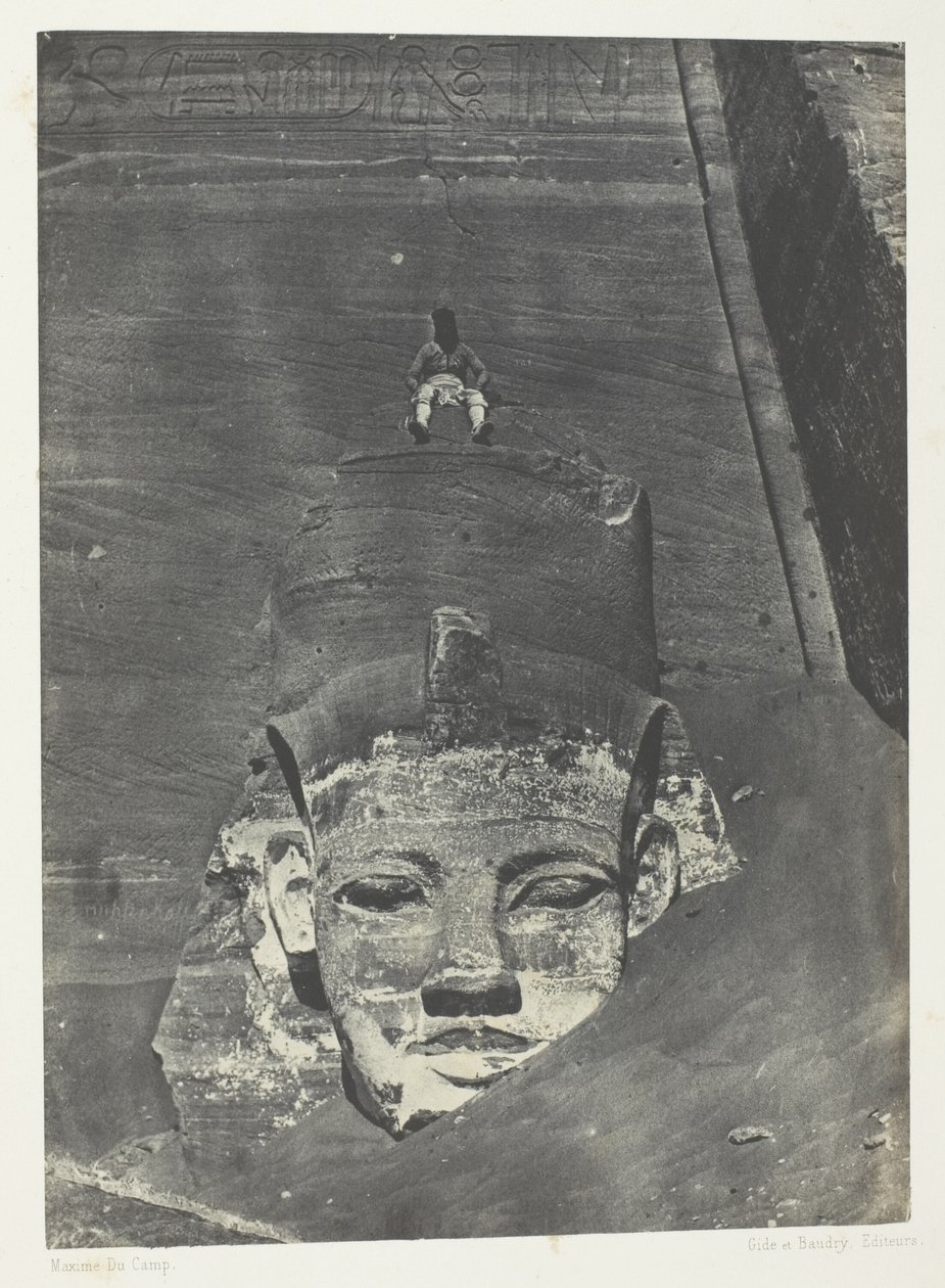 Ibsamboul, Western Colossus of the Speos of Phre; Nubia, plate 107 from the album "Egypt, Nubia, Palestine and Syria" (1852) by Maxime Du Camp