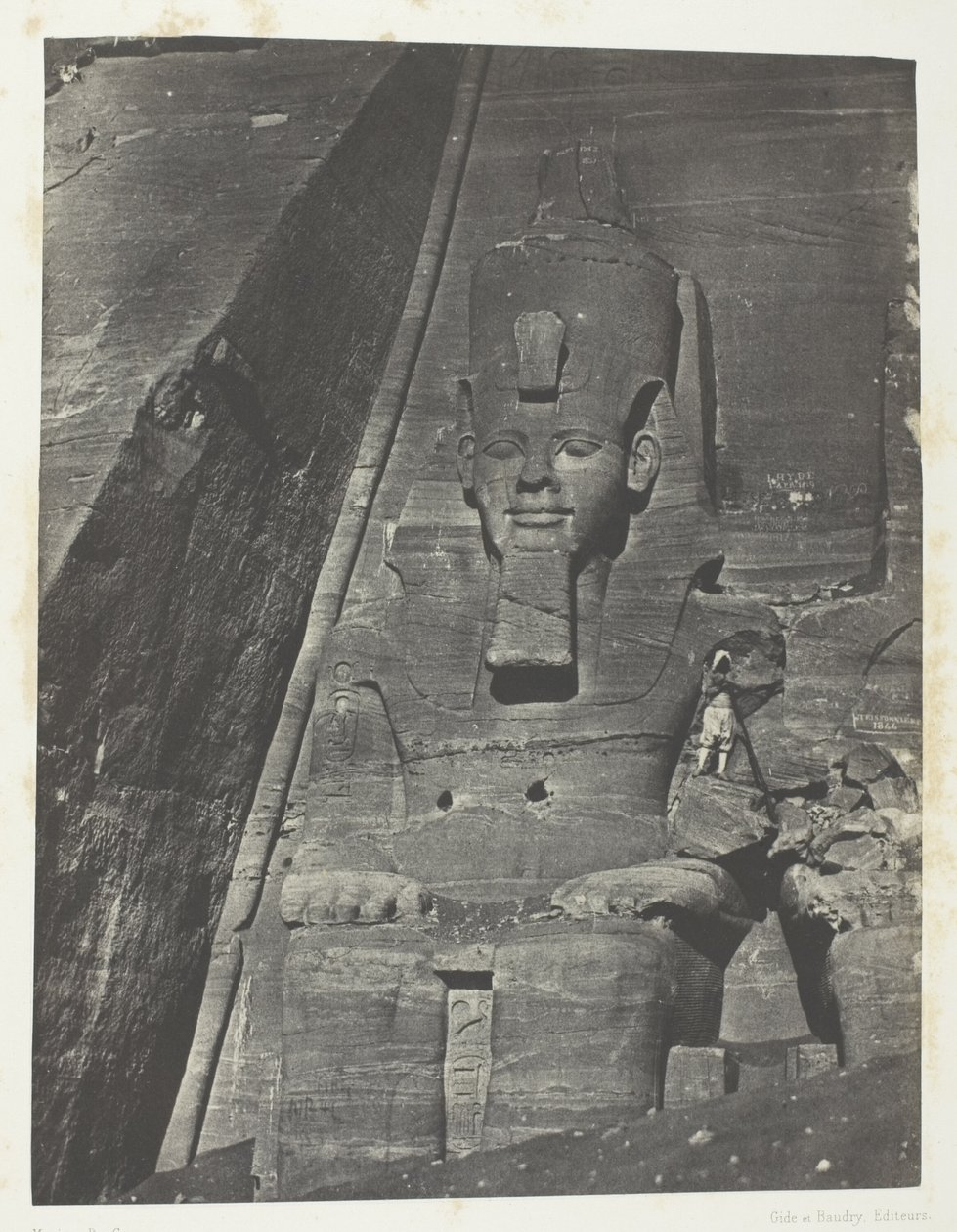 Ibsamboul, Eastern Colossus of the Great Temple of Phre; Nubia, plate 103 from the album "Egypt, Nubia, Palestine and Syria" (1852) by Maxime Du Camp