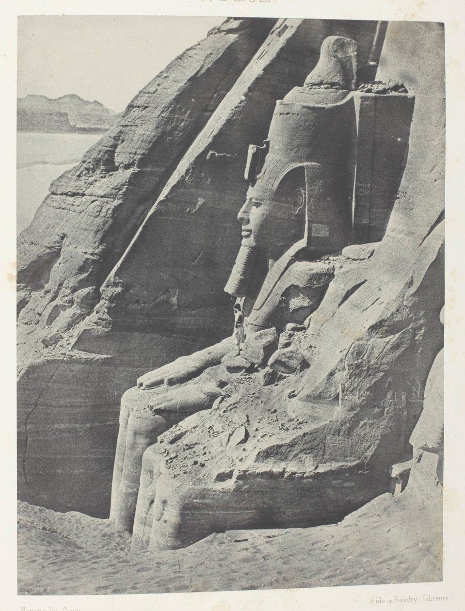 Ibsamboul, Eastern Colossus of the Speos of Phre, Seen in Profile; Nubia, plate 104 from the album "Egypt, Nubia, Palestine and Syria" (1852) by Maxime Du Camp