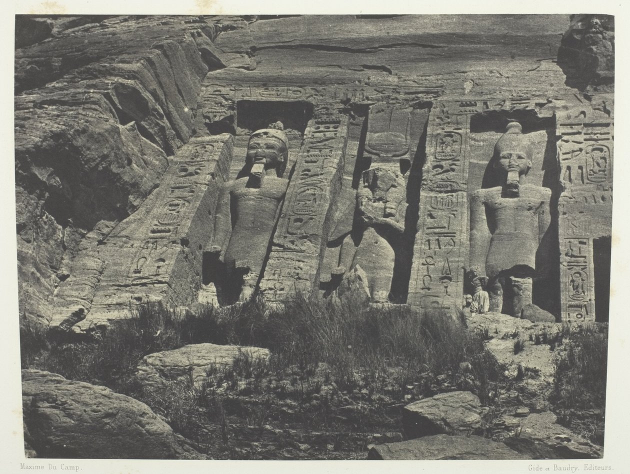 Ibsamboul, Southern Part of the Hathor Temple; Nubia, plate 110 from the album "Egypt, Nubia, Palestine and Syria" (1852) by Maxime Du Camp