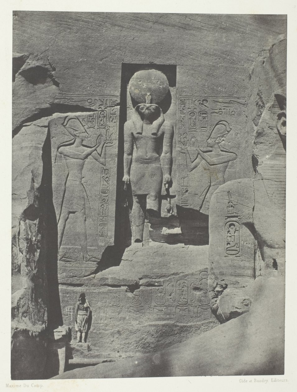 Ibsamboul, Sculptures at the Entrance of the Speos of Phre, Nubia, plate 105 from the album "Egypt, Nubia, Palestine and Syria" (1852) by Maxime Du Camp