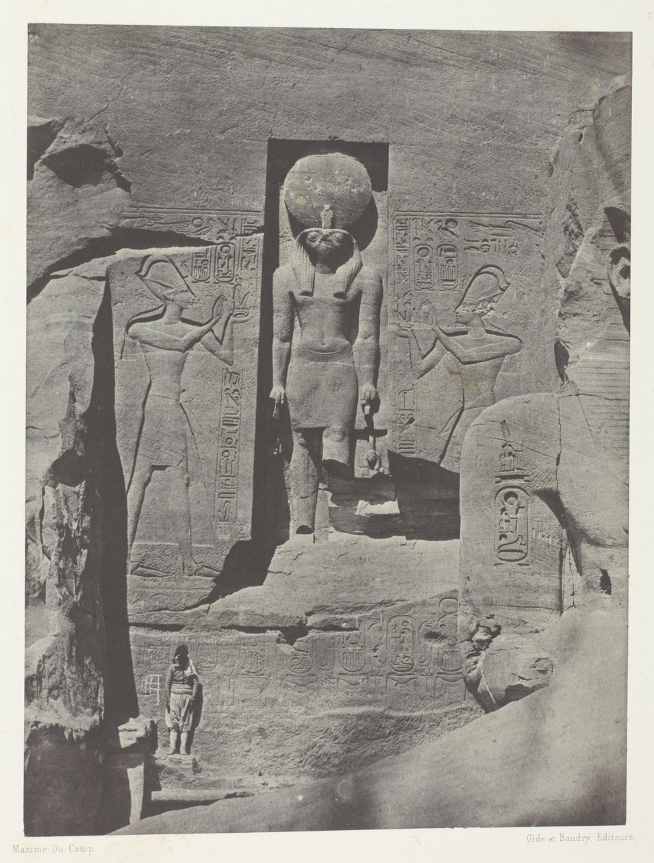 Ibsamboul, Sculptures at the Entrance of the Speos of Phre, Nubia, plate 105 from the album "Egypt, Nubia, Palestine and Syria" (1852) by Maxime Du Camp