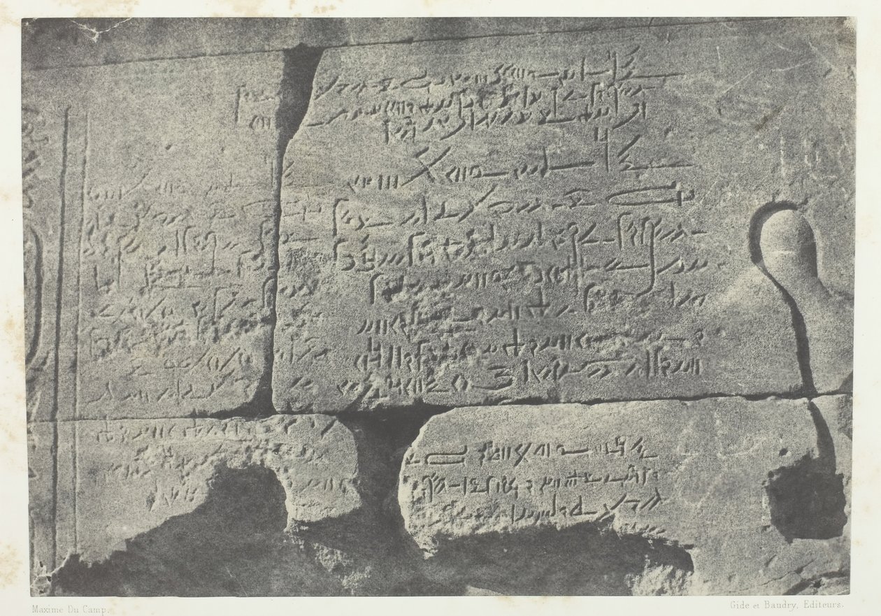 Demotic Inscription, Grand Temple of Isis at Philae, Nubia, 1849-51, printed 1852 by Maxime Du Camp
