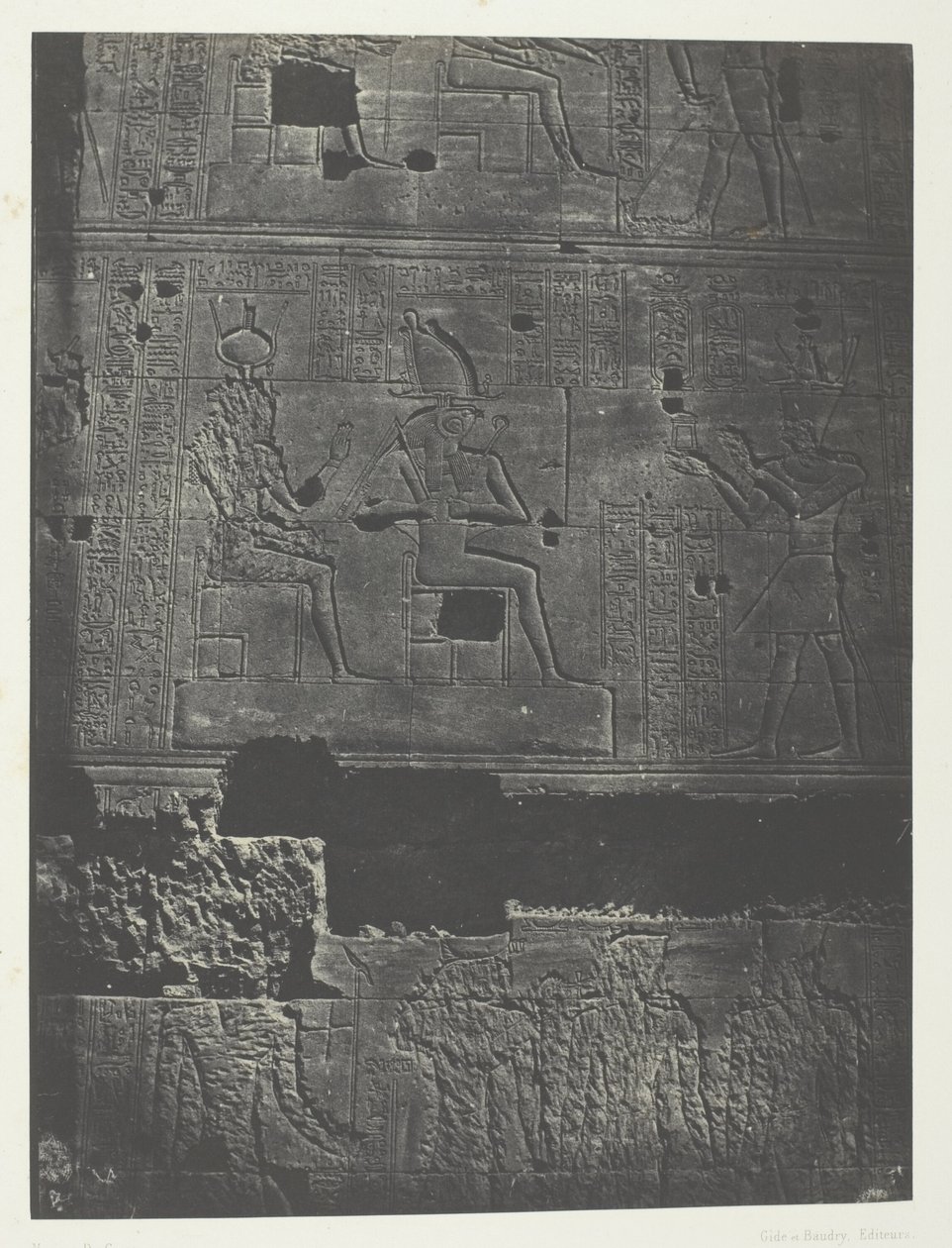 Western Wall, Great Temple of Isis at Philae; Nubia, plate 78 from the album "Egypt, Nubia, Palestine and Syria" (1852) by Maxime Du Camp