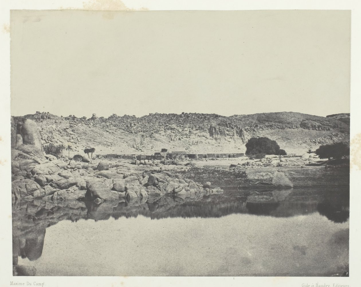 Northern Bank of the Nile Village of Abou-Koli, View Taken North of Philae, Nubia, 1849-51 by Maxime Du Camp