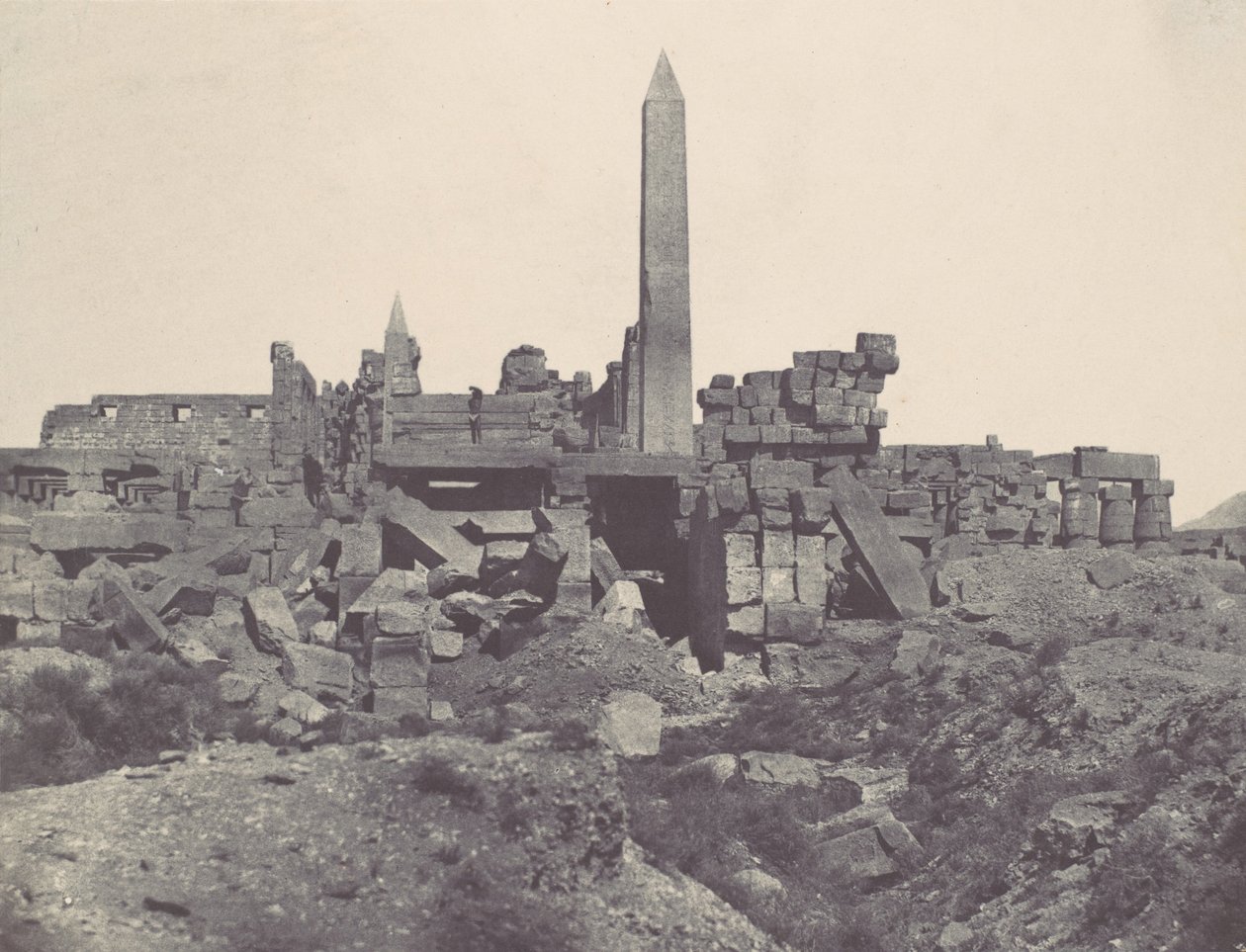 Thebes. Palais de Karnak. Sanctuaire de granit et salle Hypostyle by Maxime Du Camp