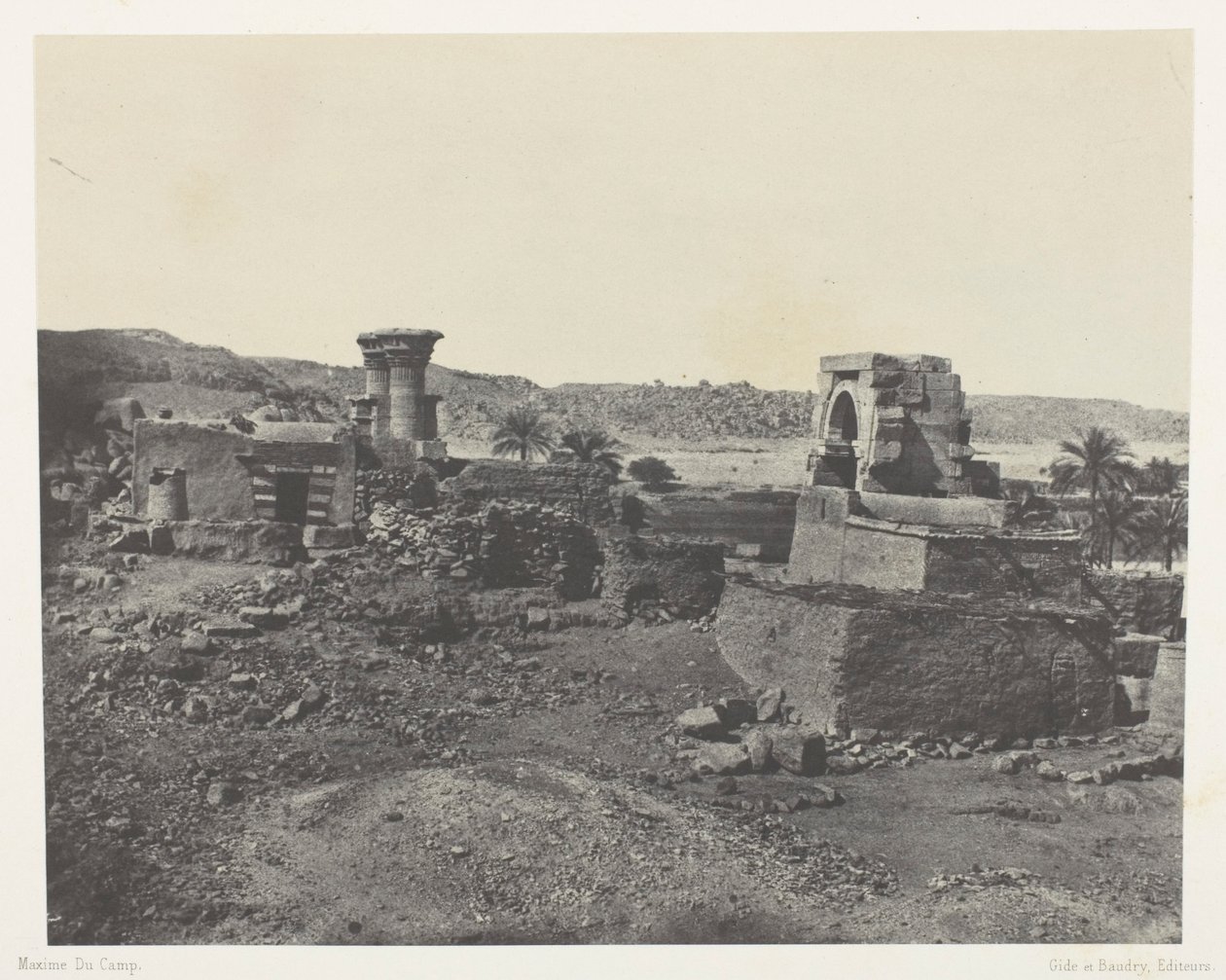 Village and Temple of the Island of Beghé, West of Philae; Nubia, plate 81 from the album "Egypt, Nubia, Palestine and Syria" (1852) by Maxime Du Camp