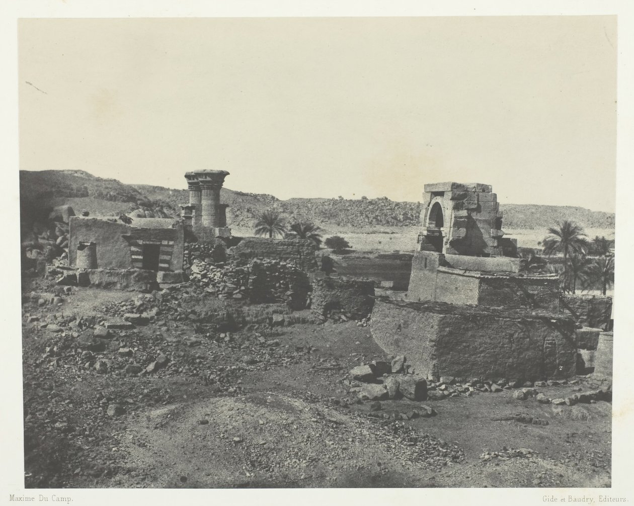Village and Temple of the Island of Béghé, West of Philae, Nubia, 1849-51, Printed 1852 by Maxime Du Camp