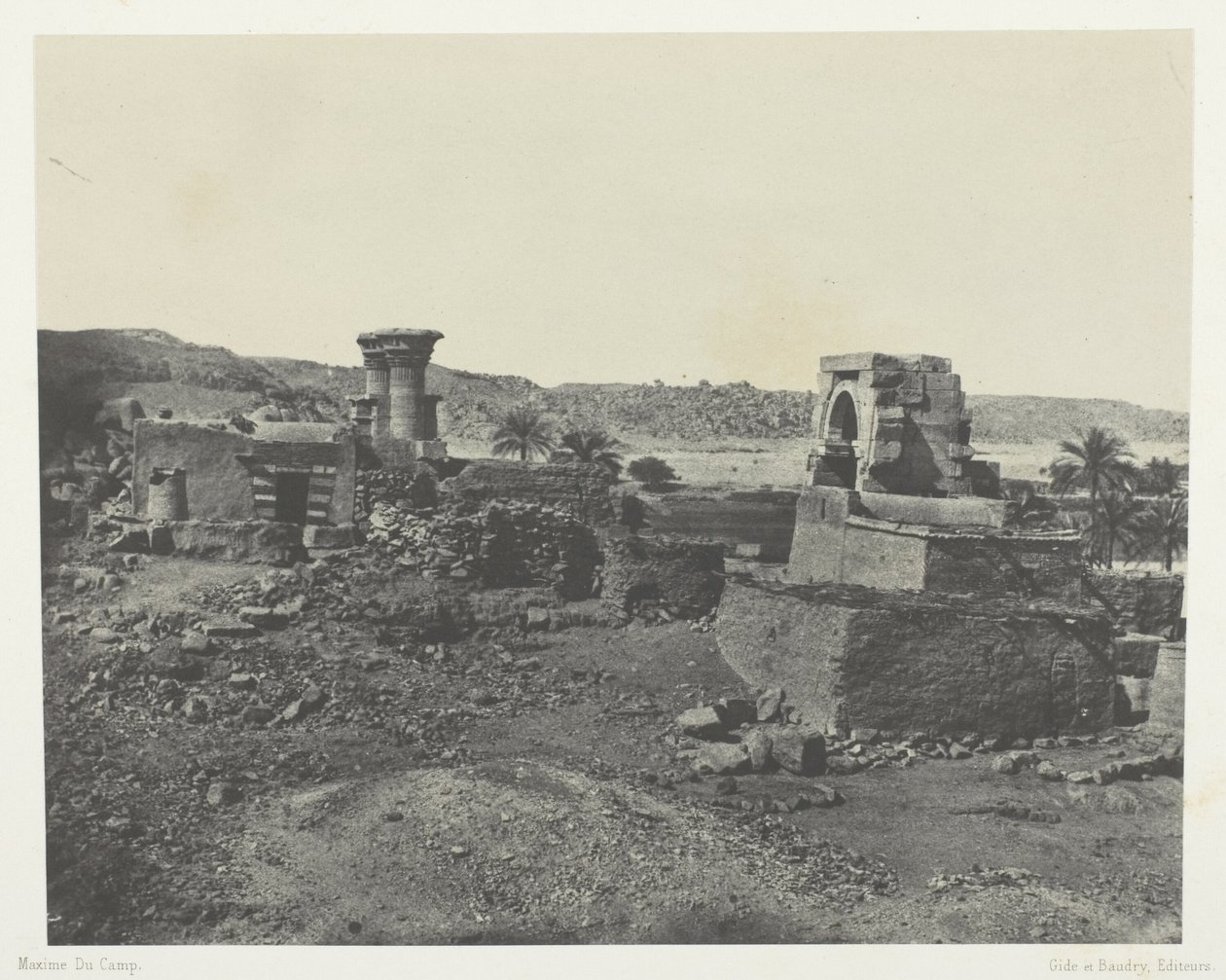 Village and Temple of the Island of Beghé, West of Philae; Nubia, plate 81 from the album "Egypt, Nubia, Palestine and Syria" (1852) by Maxime Du Camp