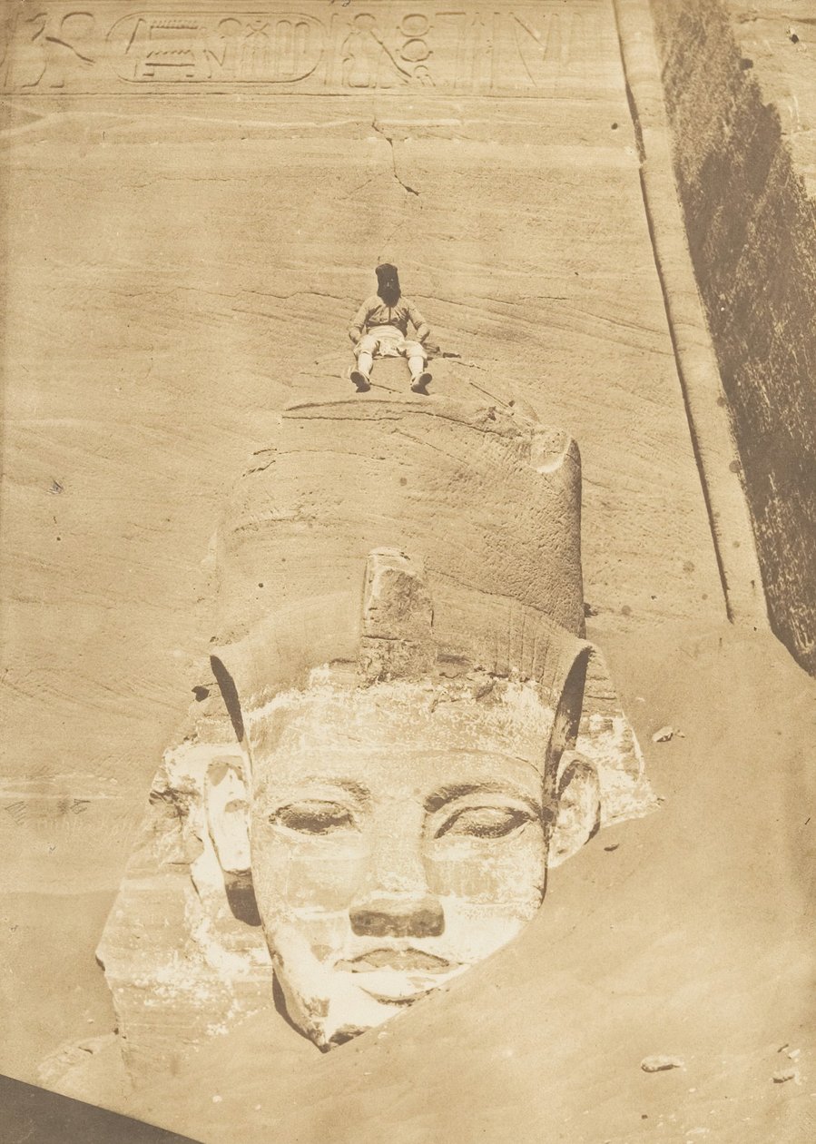 Westernmost Colossus of the Temple of Re, Abu Simbel, 1850 by Maxime Du Camp
