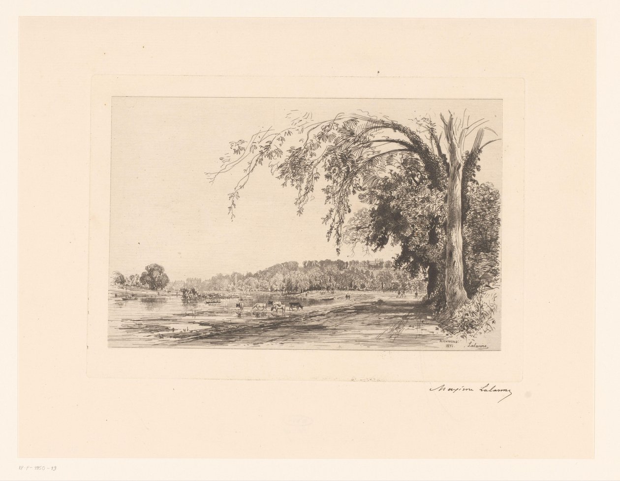View of Richmond by Maxime François Antoine Lalanne (signed by artist)