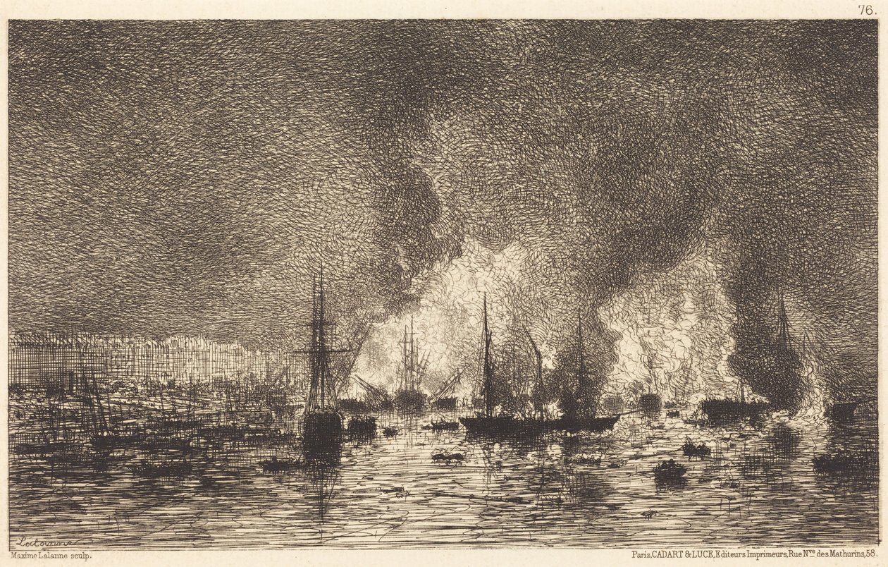 Fire in the Port of Bordeaux by Maxime Lalanne