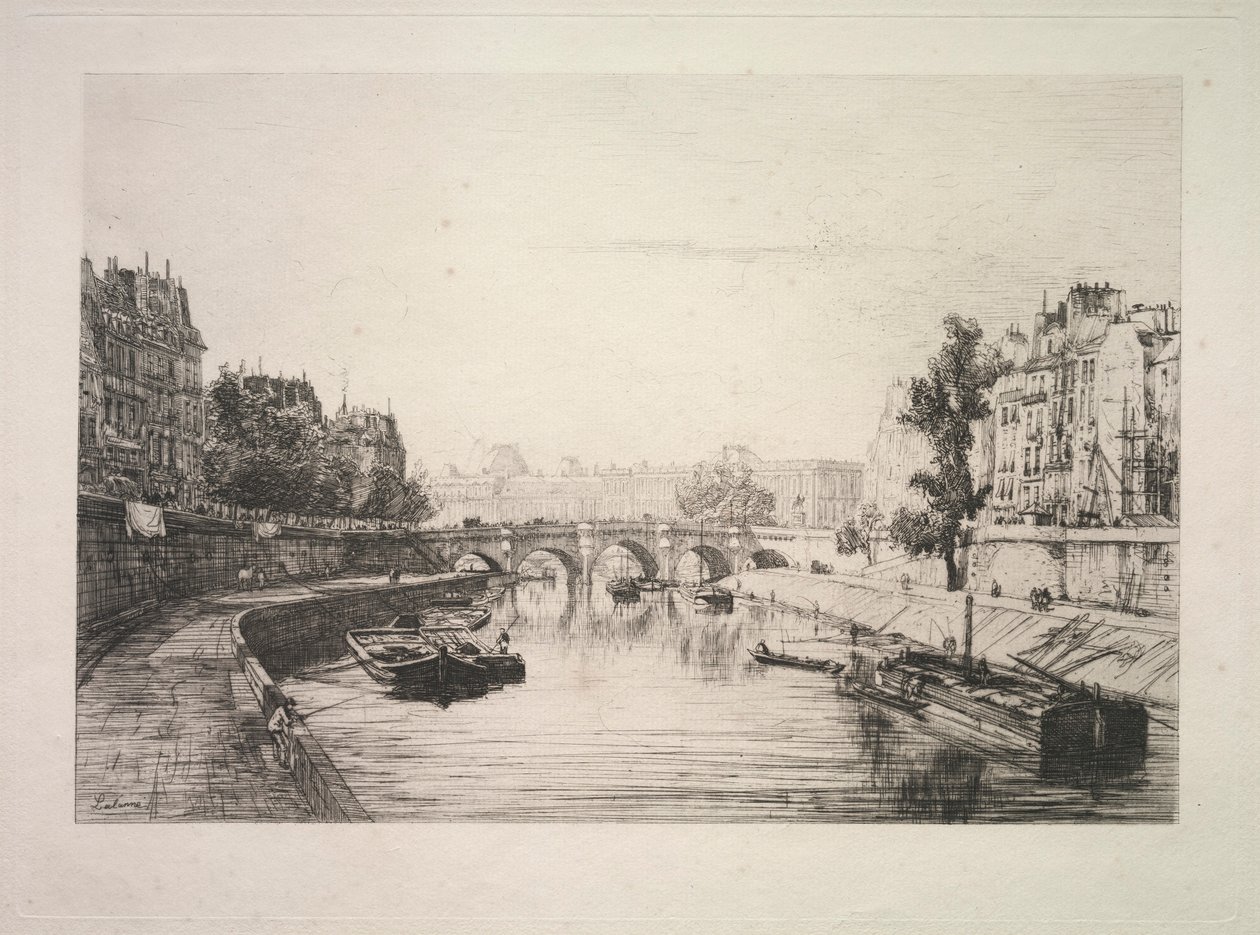 View from St. Michel Bridge, 1865 by Maxime Lalanne