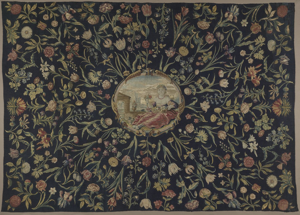 Table Cover with the Personification of Flora and a Floral Pattern by Maximiliaan van der Gucht (possibly)