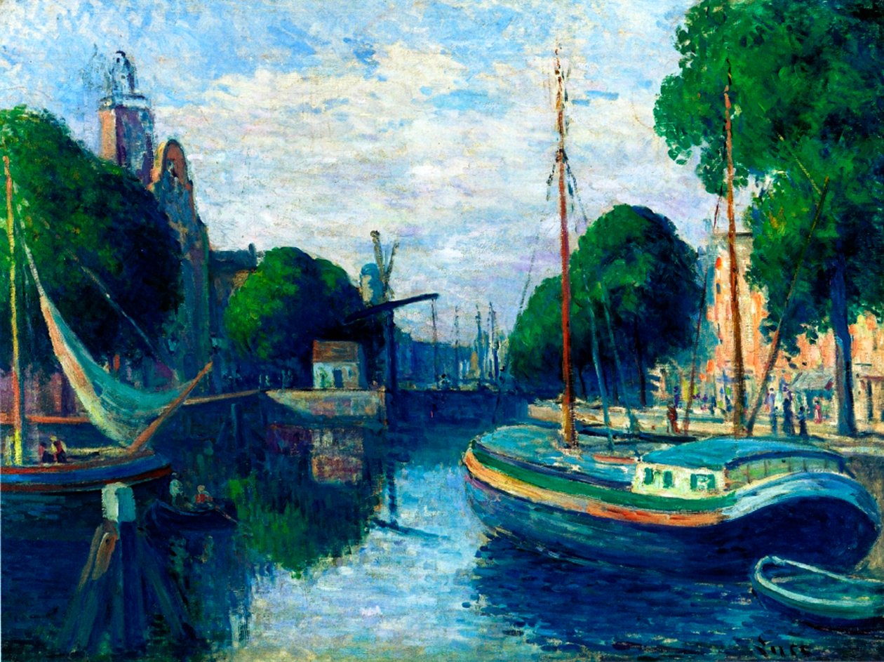 Barges on a Canal at Rotterdam, 1908 by Maximilien Luce