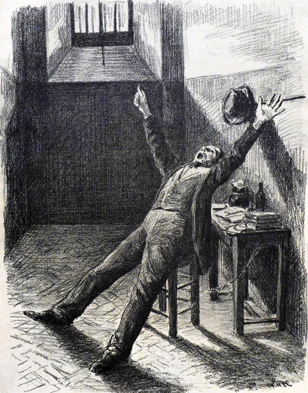 Felix Feneon, art critic and collector, in prison (in the cell) by Maximilien Luce