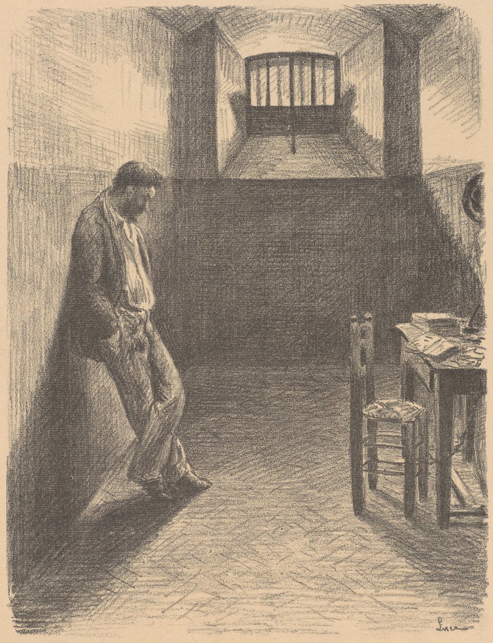 Self-portrait in Mazas Prison by Maximilien Luce