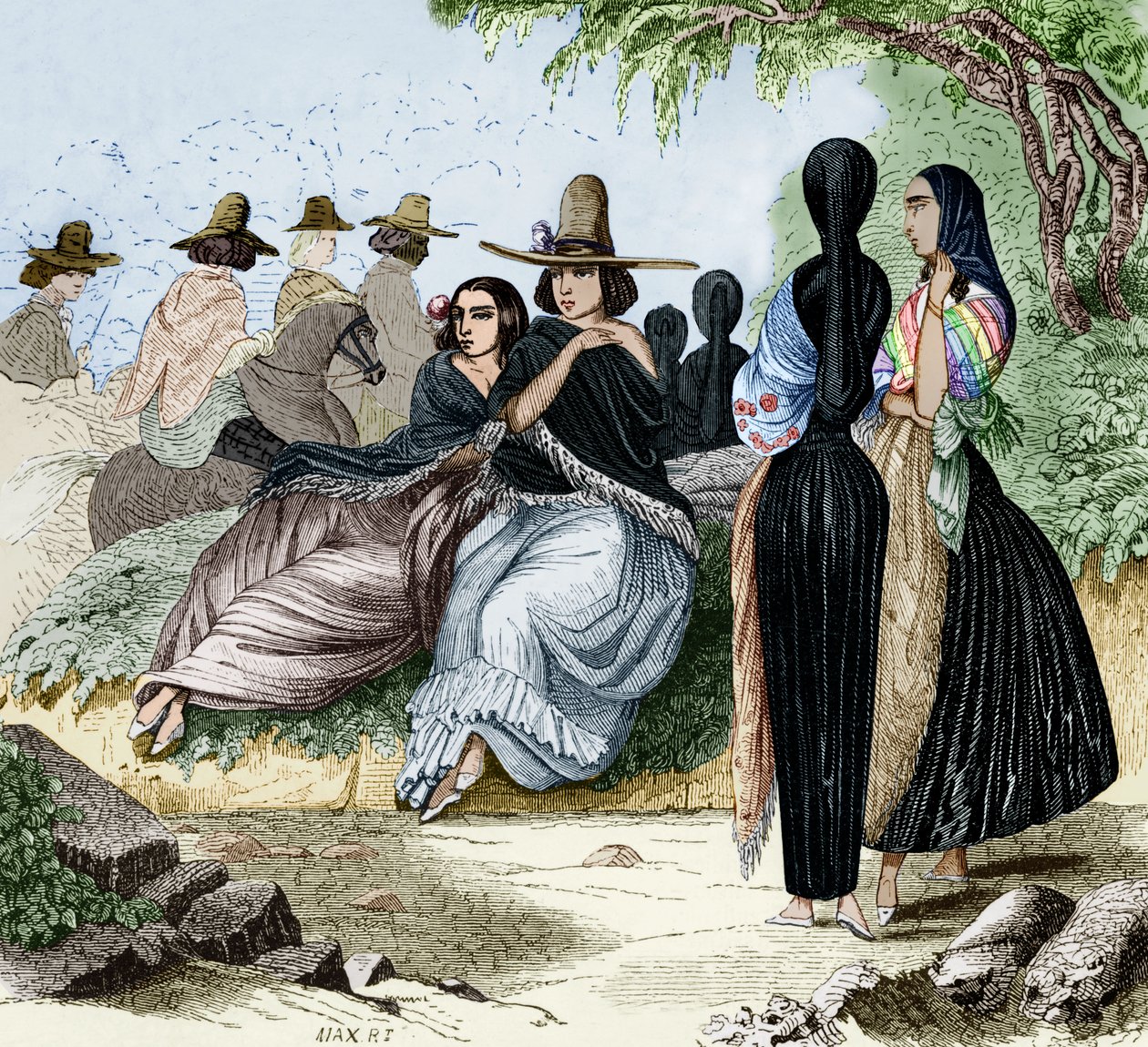 Women from Lima in Peru, Engraving from Radiguet