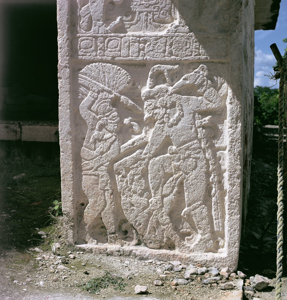Carved Lintel, from back of the temple of the Masks, Late Classic Period (600-900 AD) by Mayan