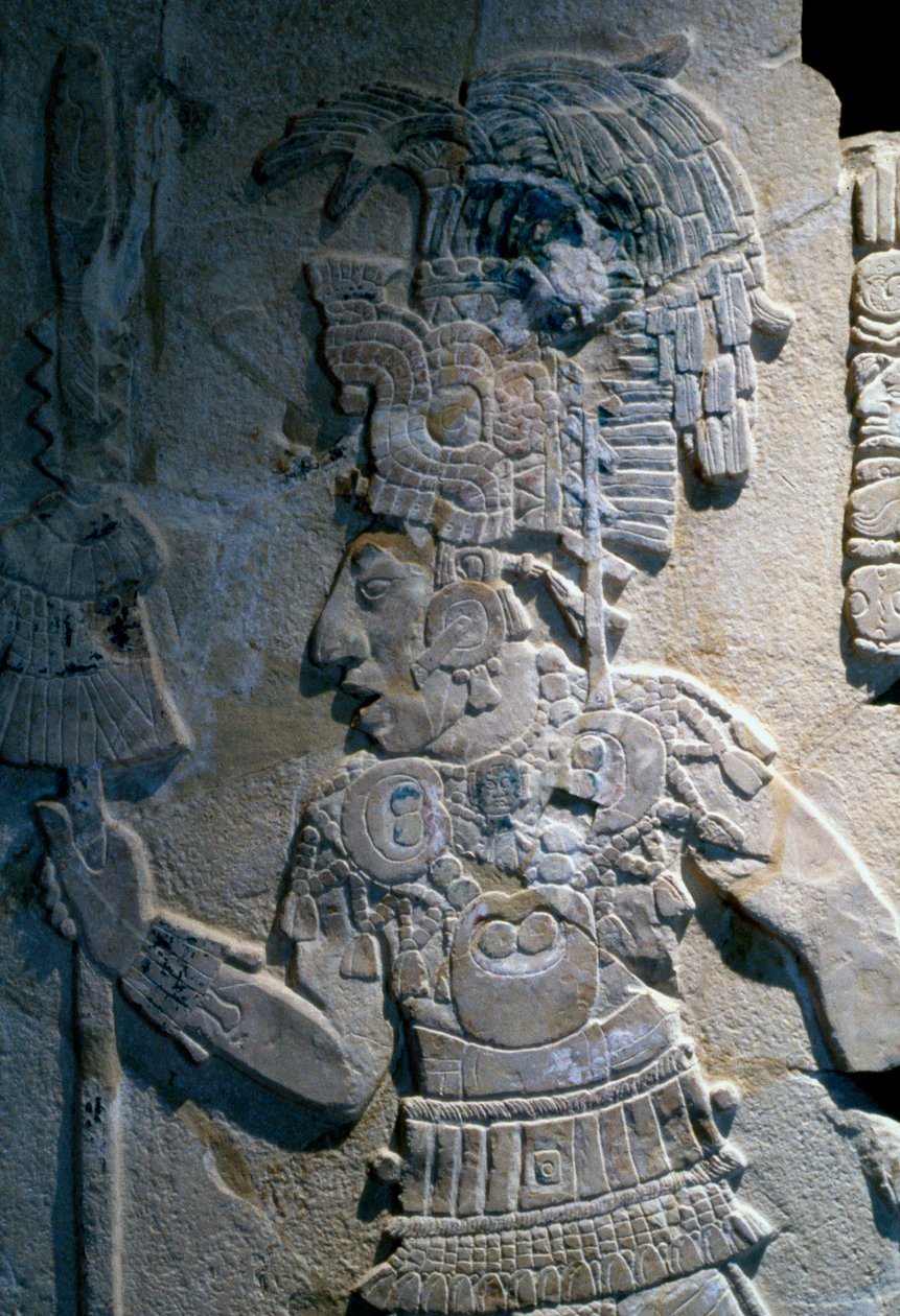 Low Relief Showing the Capture of Bolon Yoop by Kan Bahlam II, from Temple XVII, Palenque, 695 AD by Mayan