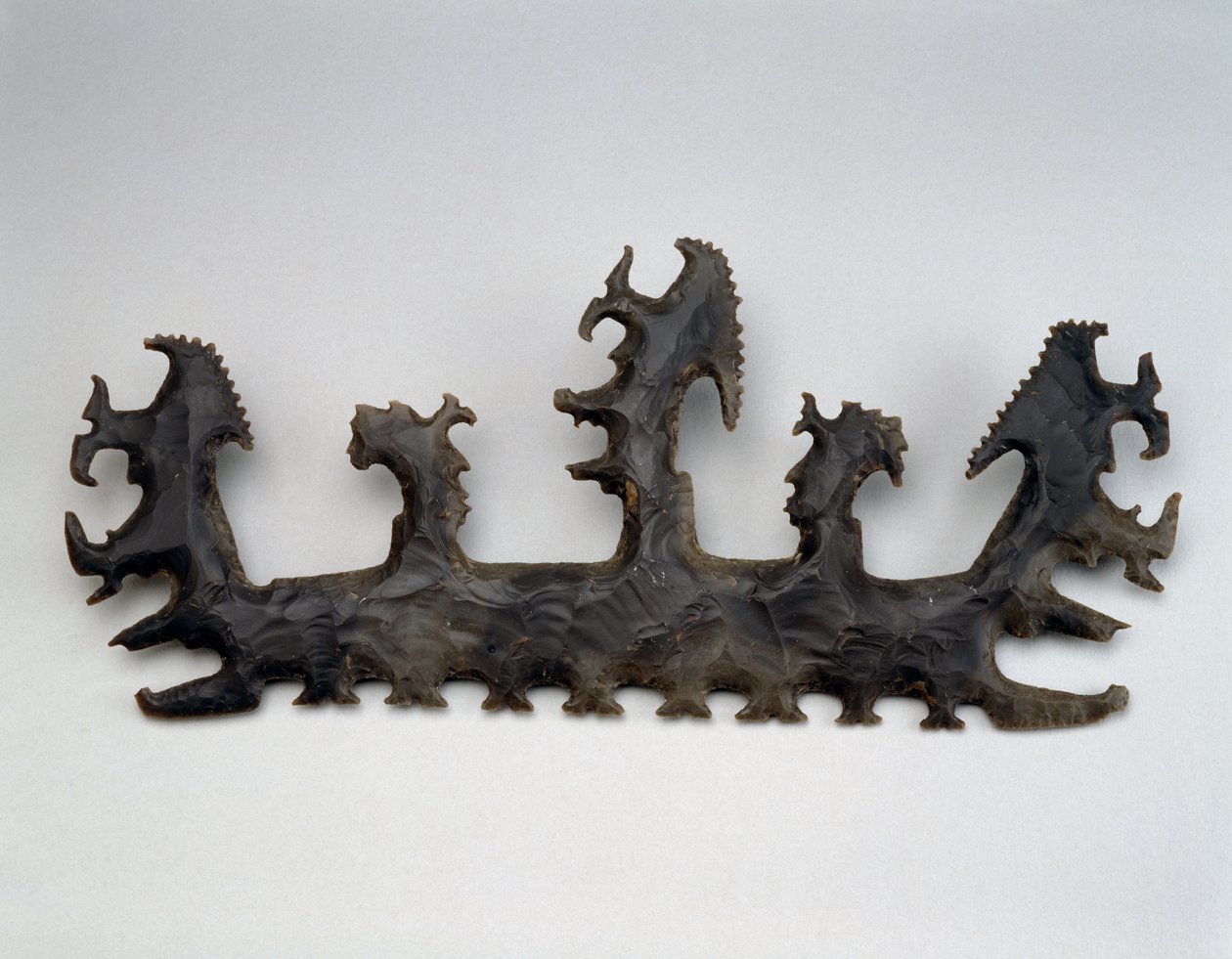 Ceremonial Flint with God K and Two Lords in a Monster-Headed Canoe, Guatemala, Late Classic, 550-800 by Mayan