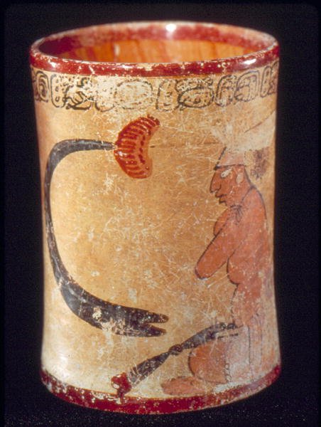 Cylindrical Vessel with Glyphs Describing a King by Mayan
