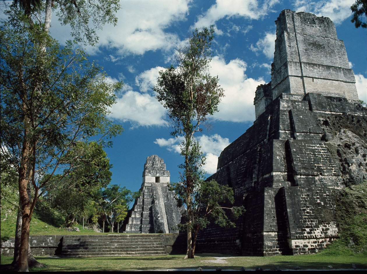 Tikal temple II or temple of the masks by Mayan