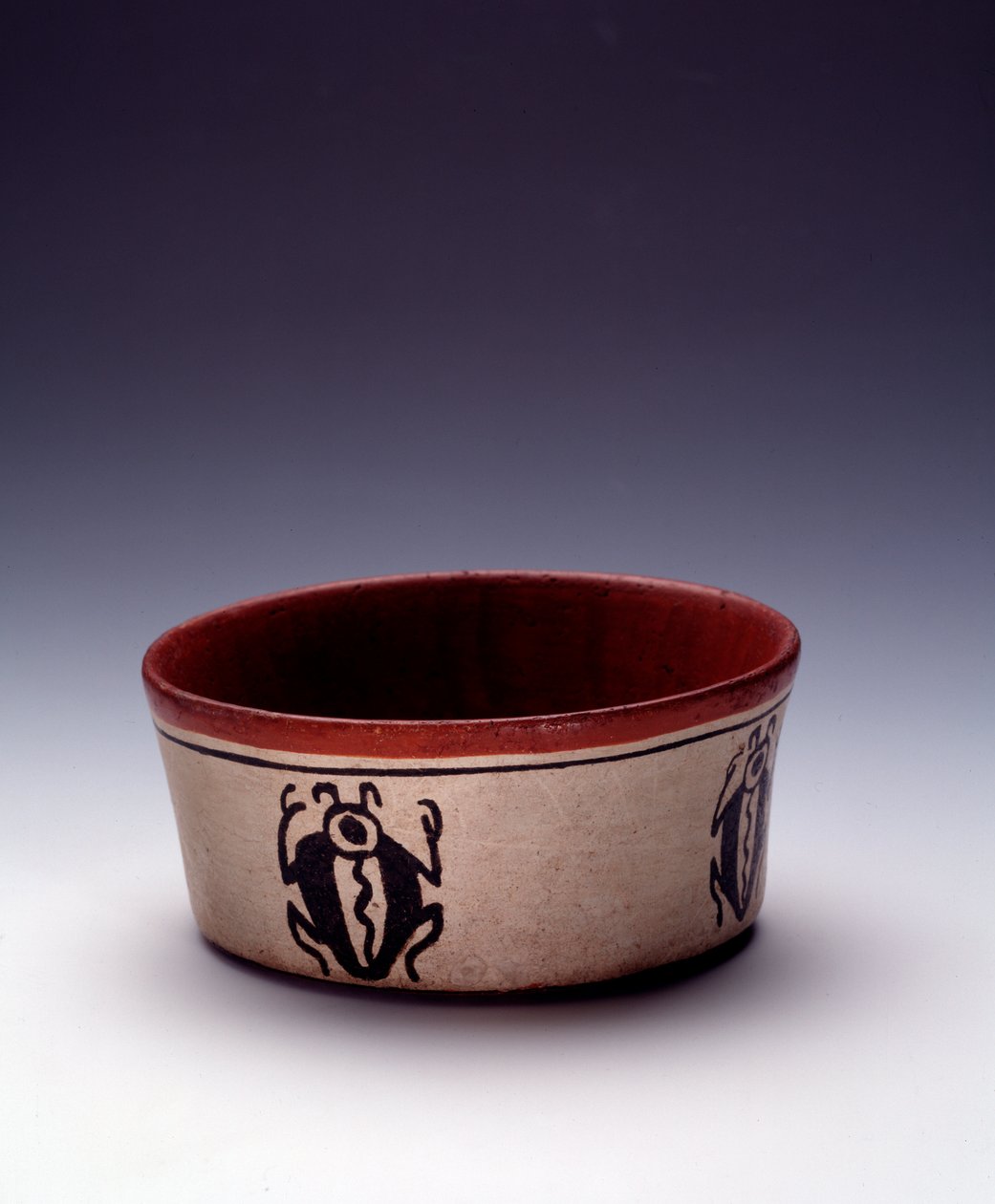 Pre-Columbian Art, Mayan Civilization, Classical Period: Cutting Polychrome Clay Decorated with Black Coleopteres from Peten, Guatemala by Mayan Mayan