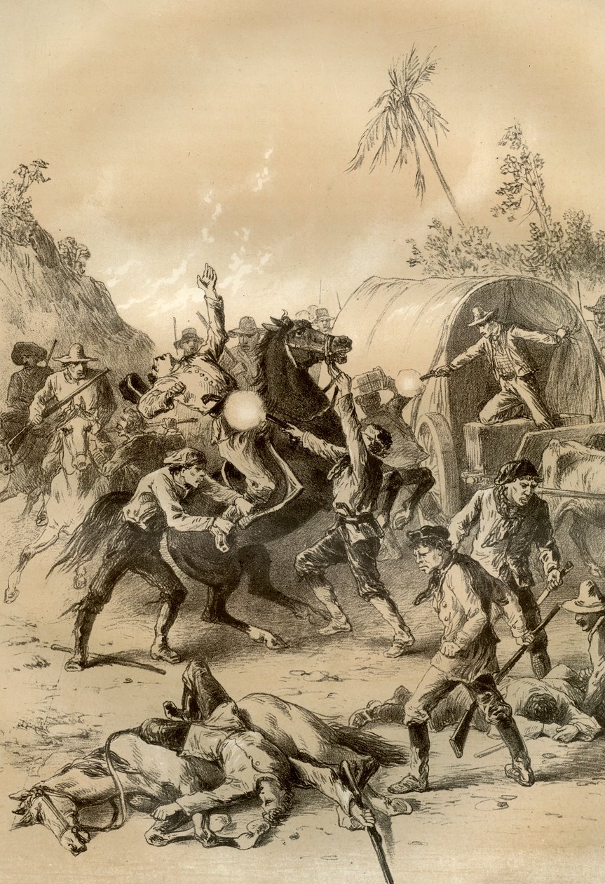 Gold Escort Attacked by Bushrangers, Australia, 1879 by McFarlane and Erskine