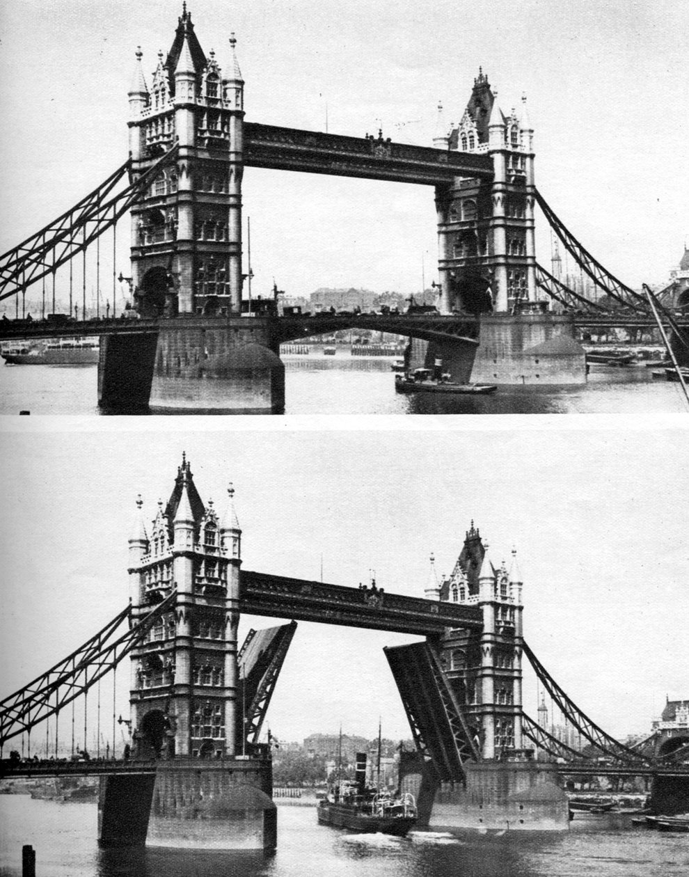 Tower Bridge Open and Closed, London, 1926-1927 by McLeish
