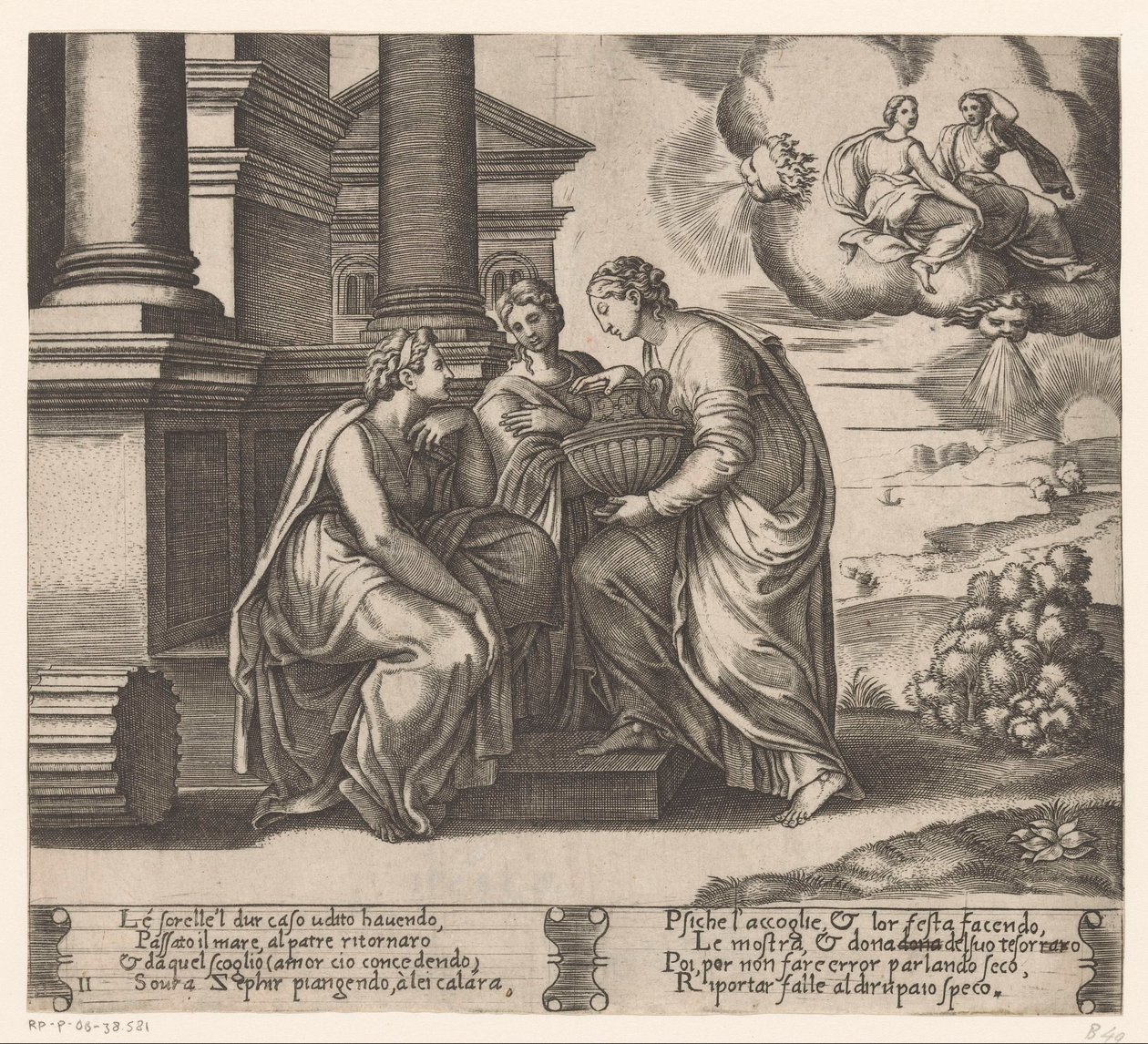Psyche Visited by Her Sisters (Story of Cupid and Psyche) by Meester van de Dobbelsteen