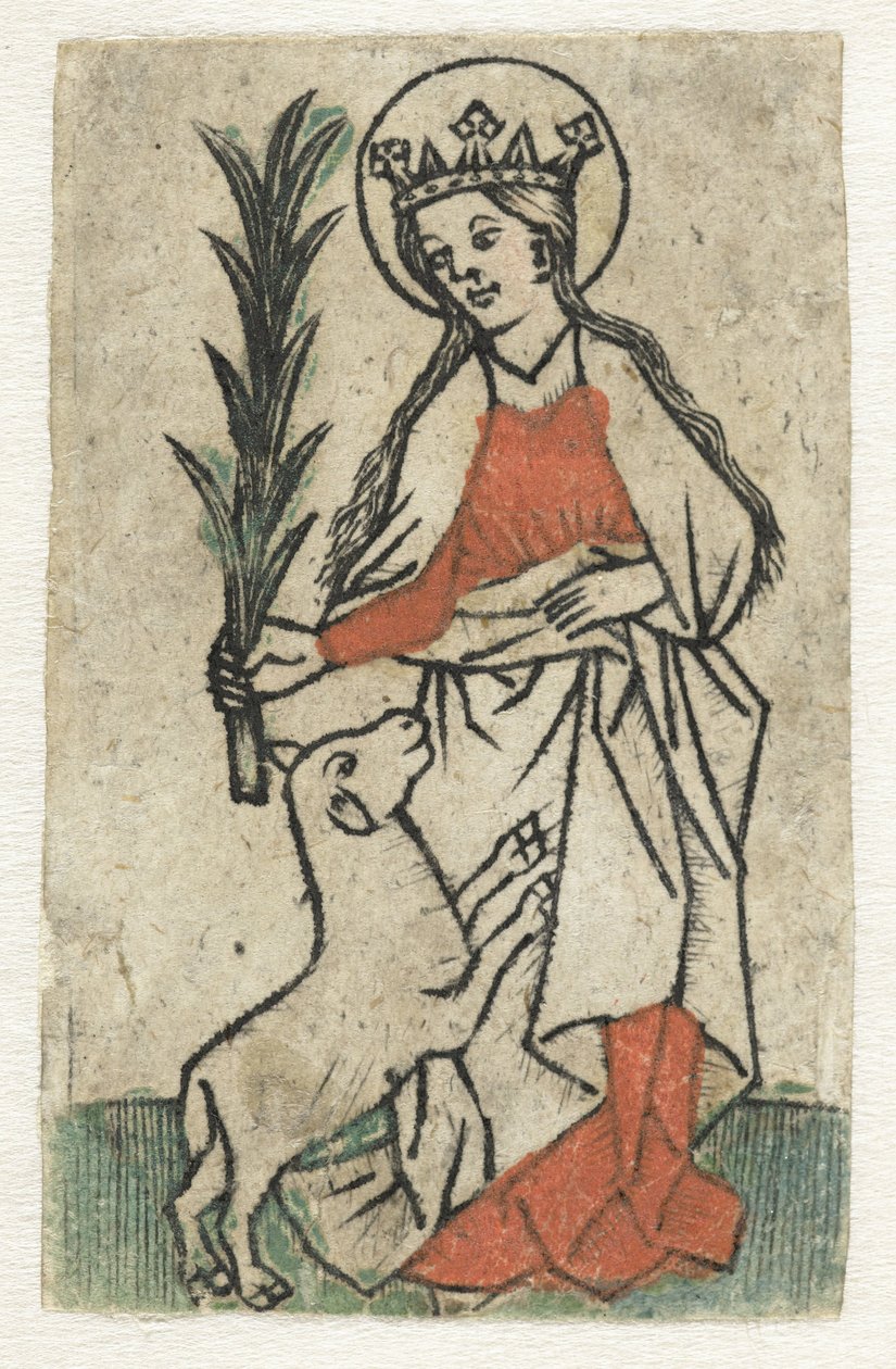 Saint Agnes by Meester van de Olijfberg uit de Verzameling Dutuit