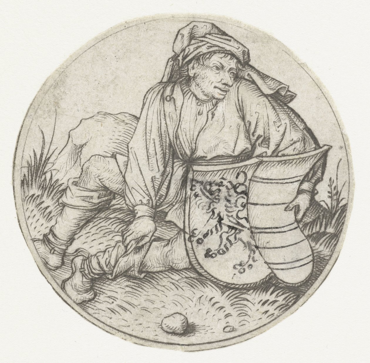 Farmer with White Shield by Meester van het Amsterdamse Kabinet