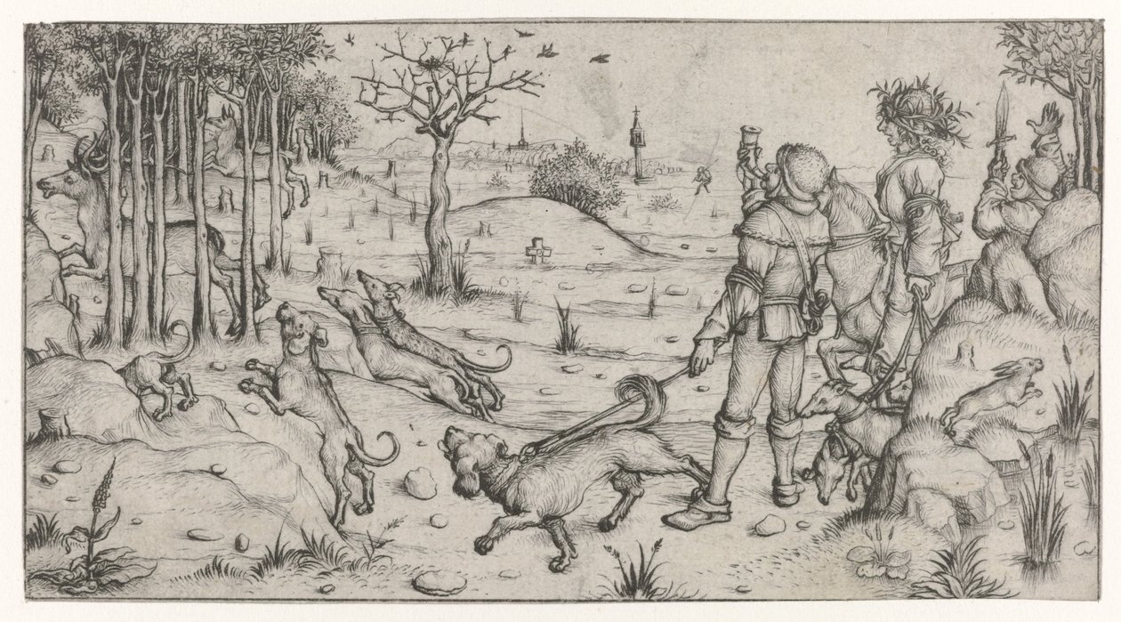 Deer Hunt by Meester van het Amsterdamse Kabinet