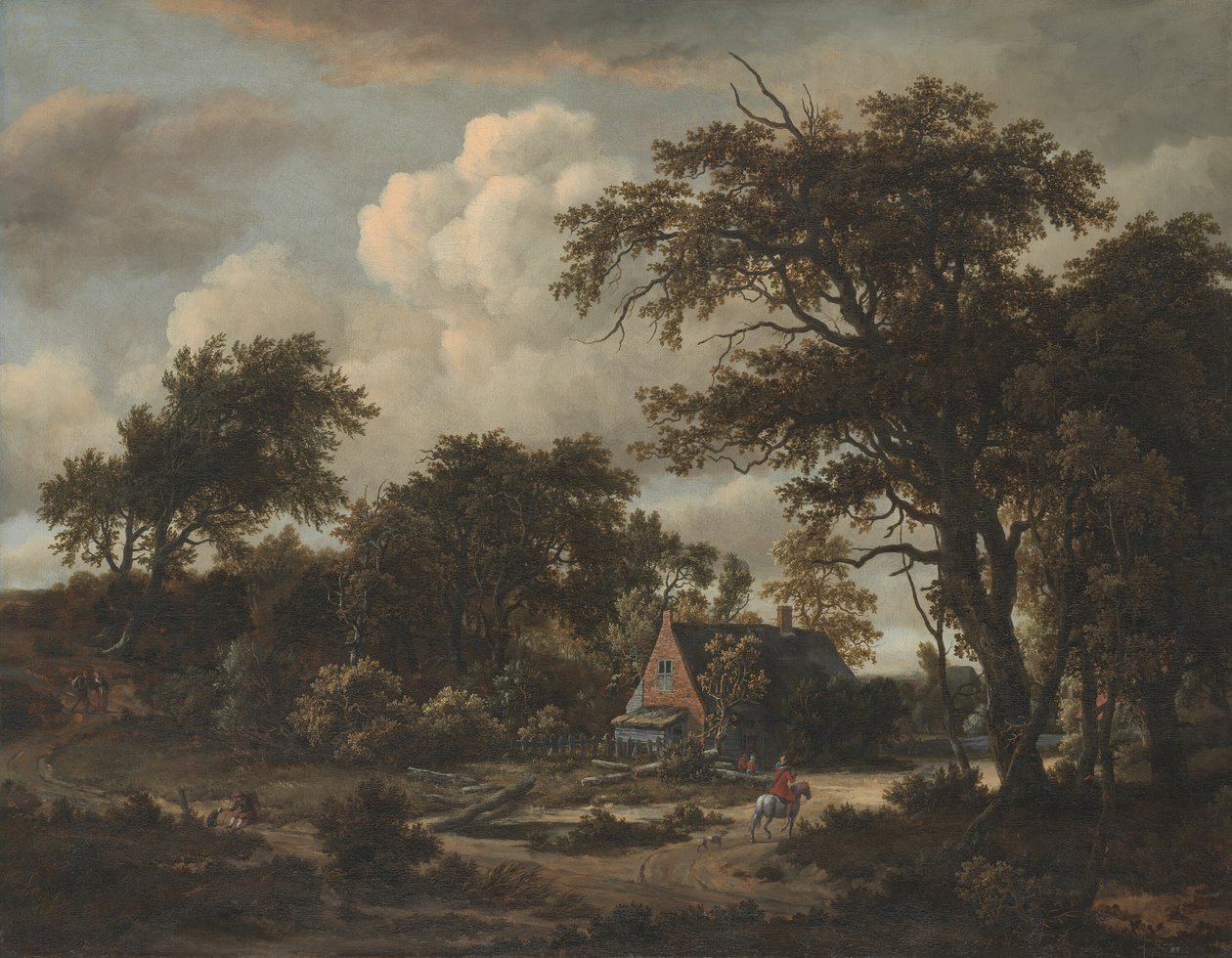 Wooded Landscape with Cottage and Horseman, 1663 by Meindert Hobbema