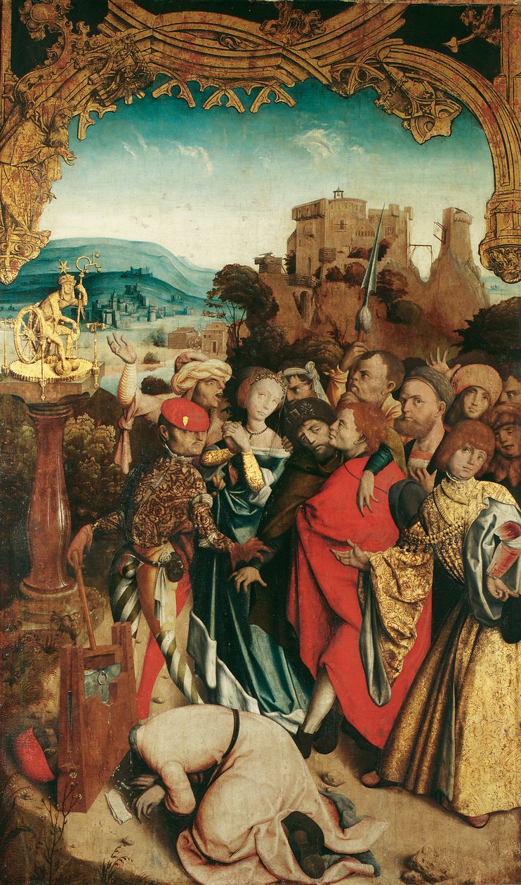 Martyrdom of Saints Cantius, Cantianus, and Cantianilla (Inside); Resurrection of Christ (Outside) by Meister des Krainburger Altars