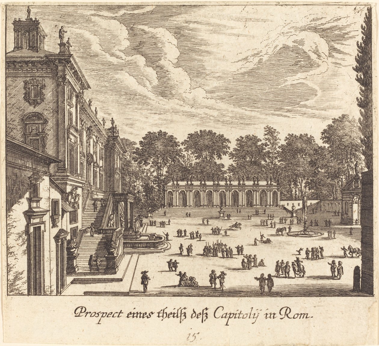 Capitoline, Rome by Melchior Küsel after Johann Wilhelm Baur