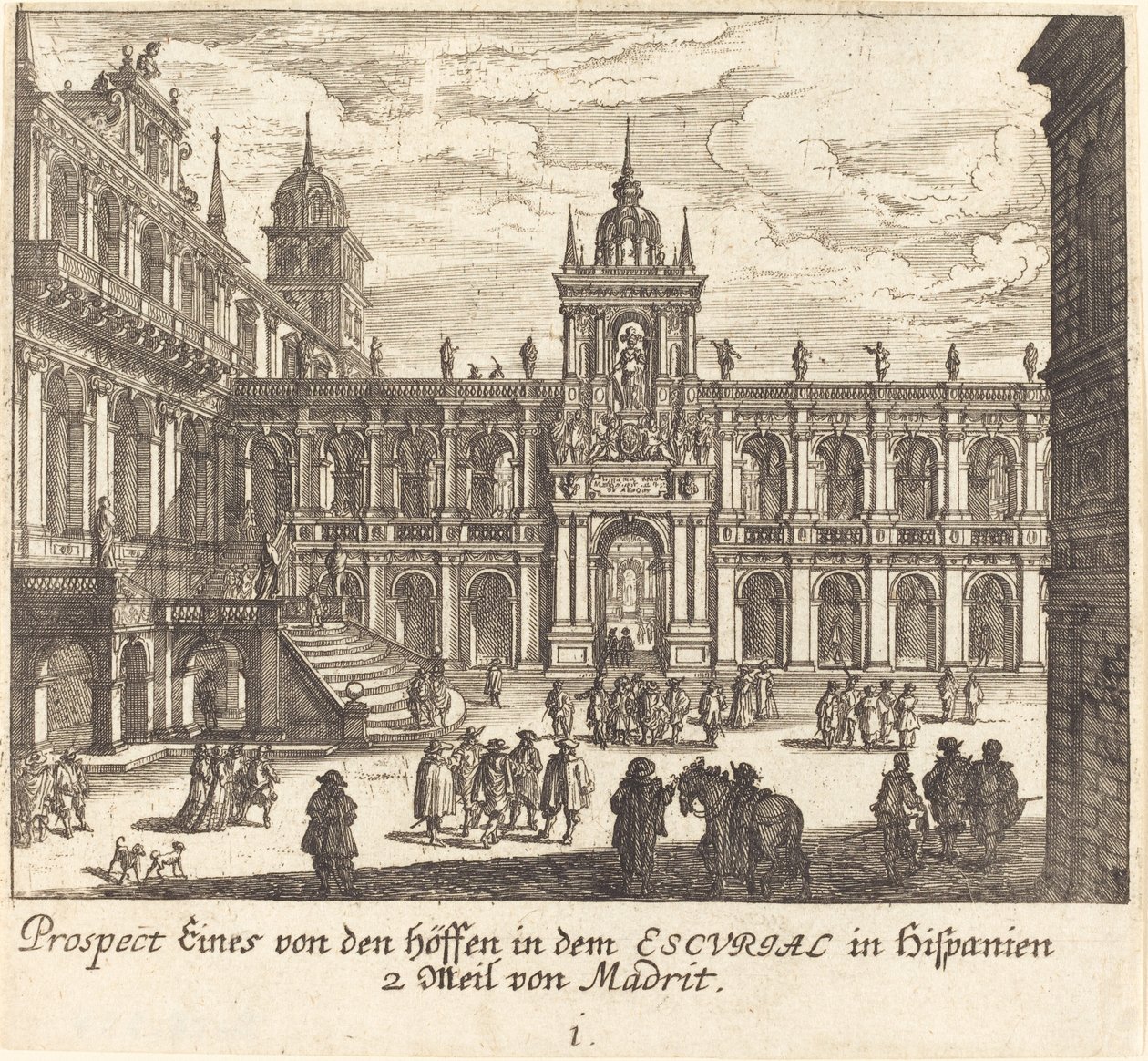 Escorial, Spain by Melchior Küsel after Johann Wilhelm Baur