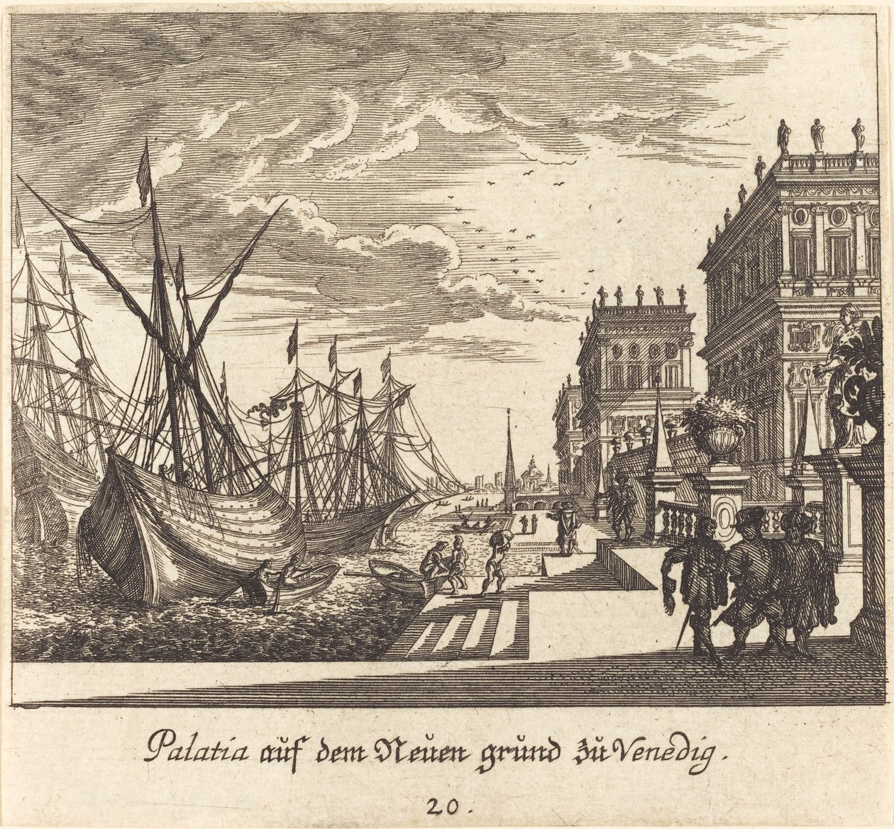 Palaces, Venice by Melchior Küsel after Johann Wilhelm Baur