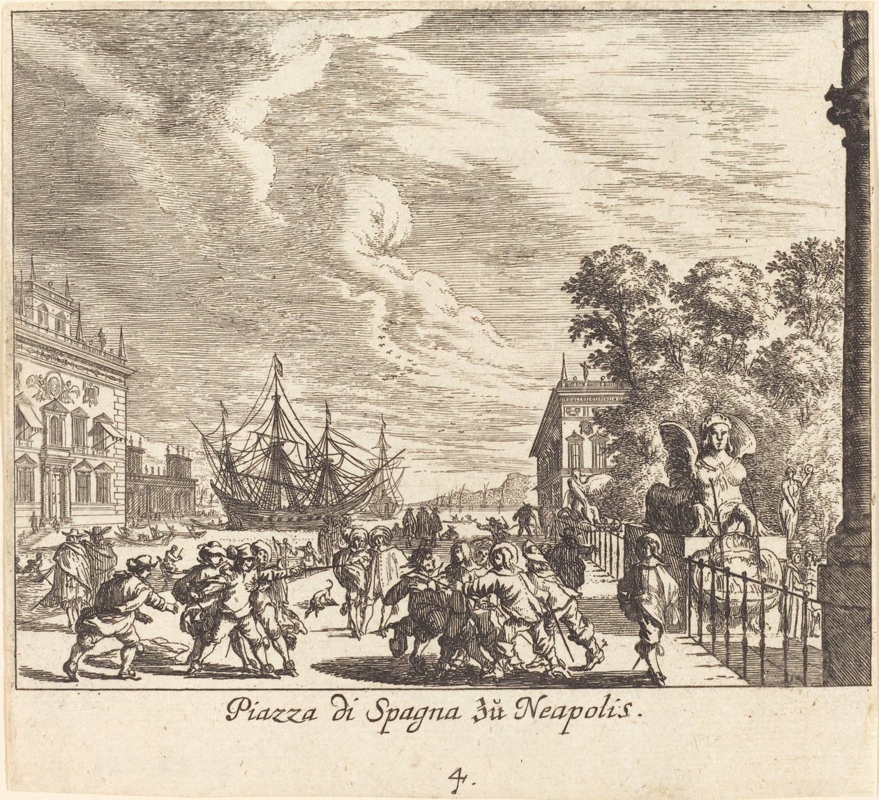 Piazza di Spagna, Naples by Melchior Küsel after Johann Wilhelm Baur