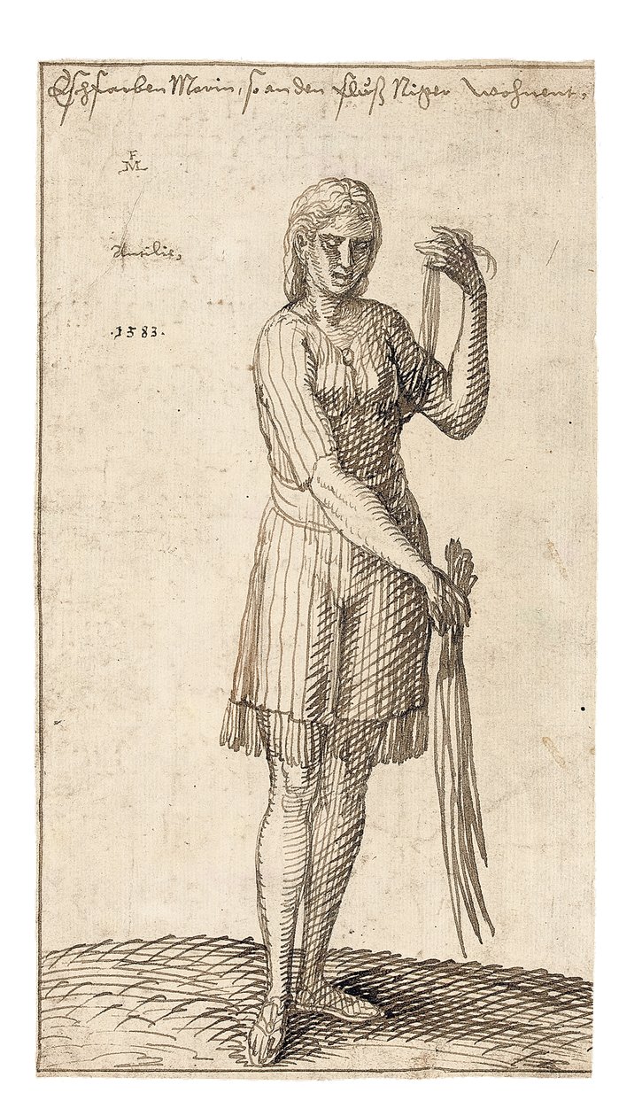A Nigerian woman holding reeds by Melchior Lorck