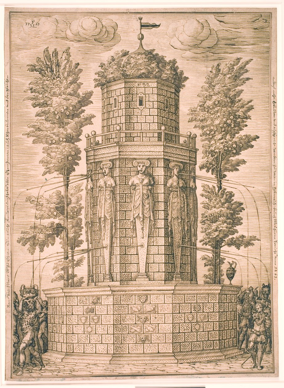 Fountain with Caryatids by Melchior Lorck