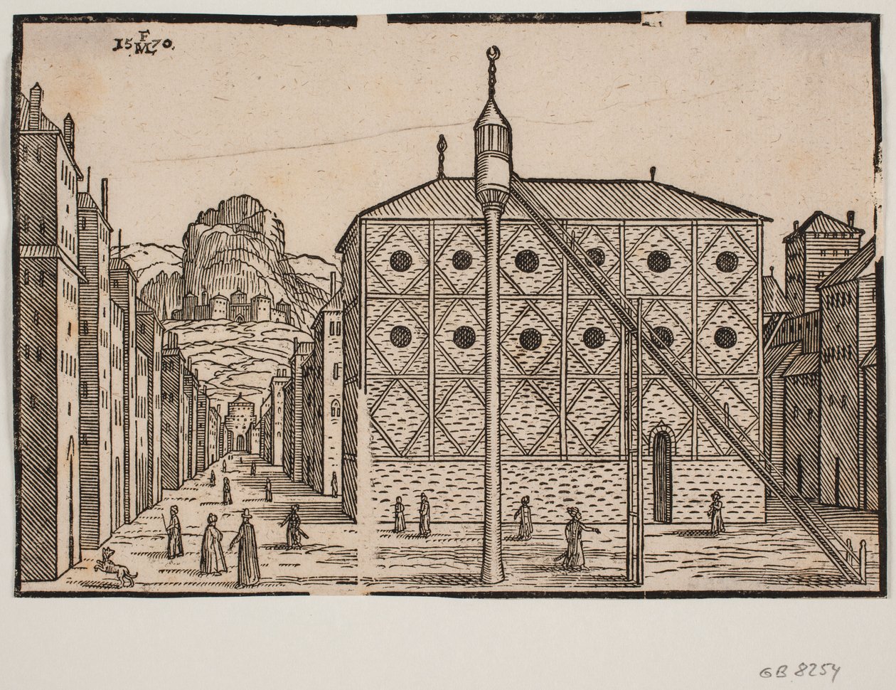 Street with Mosque and Freestanding Minaret in the Foreground by Melchior Lorck