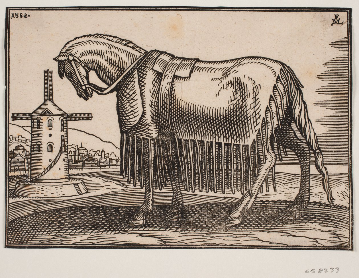 Horse Covered with Caparison, Profile to the Left by Melchior Lorck