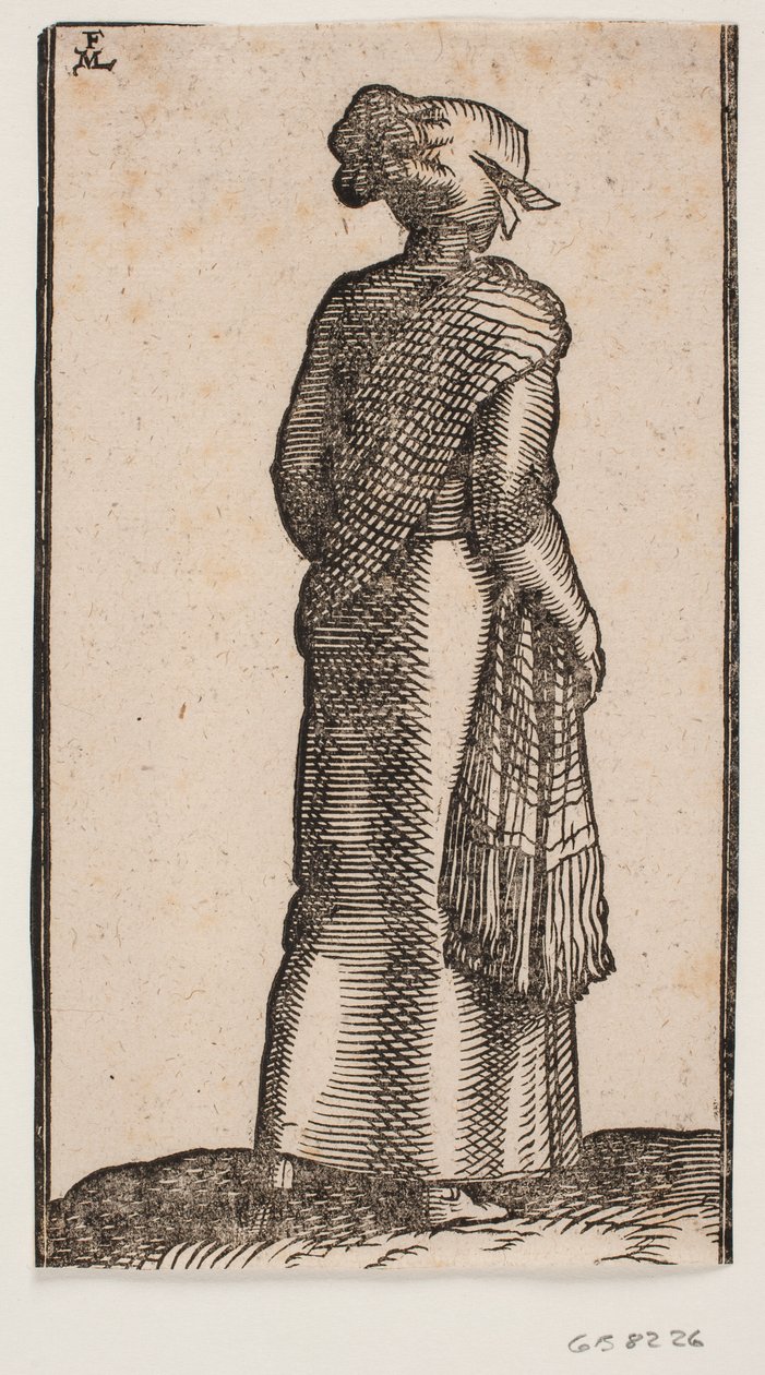Woman, Seen from Behind, Walking to the Right by Melchior Lorck